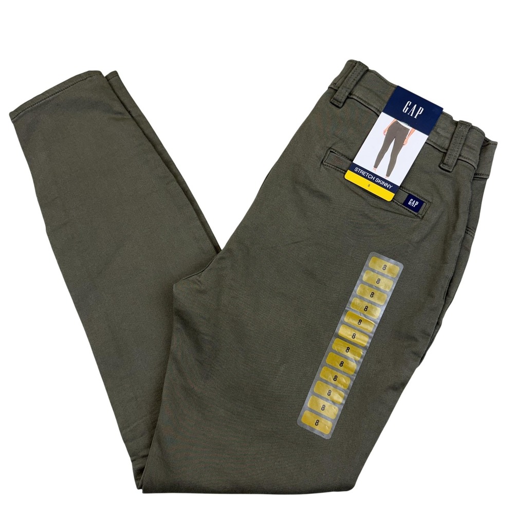 Gap Chino Pants Womens 8 Green Stretch Skinny Olive‎ Night Twill Casual Stretch